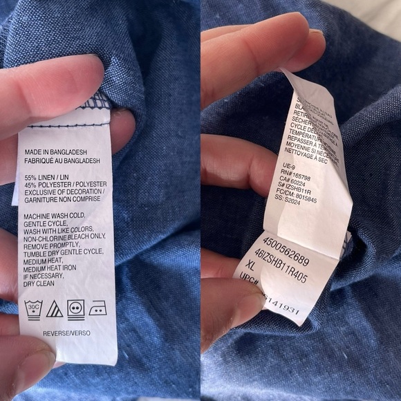 Luxury Linen Short Sleeve Button Front Men's Shirt XL Medieval Blue - Picture 5 of 8